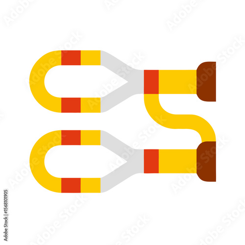 Flat design yellow and red tongs on white background  