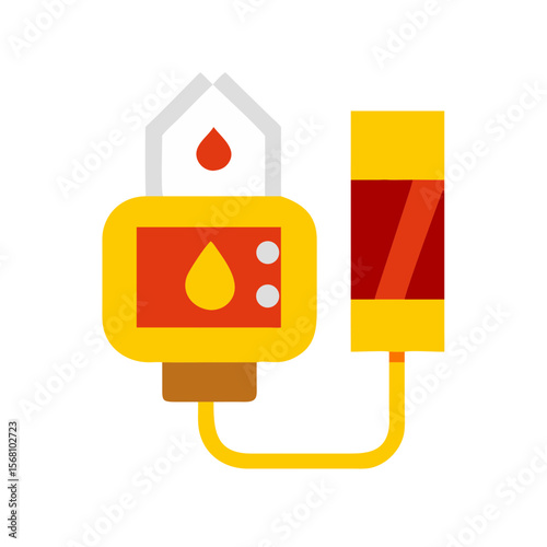 Blood glucose meter with lancet device in flat design style  