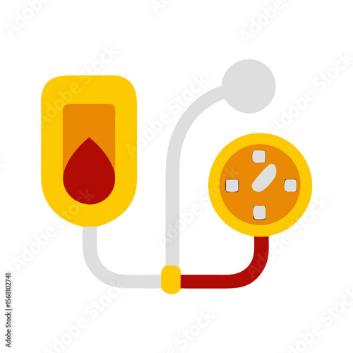 Blood pressure monitoring device in flat design style with colors  