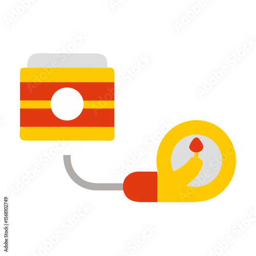 Blood pressure monitor in flat design with red and yellow colors  