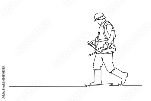 World war concept. Single line draw design. Vector graphic illustration