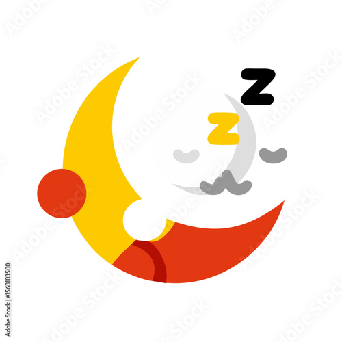 Sleep-related moon and stars graphic design in bright colors  