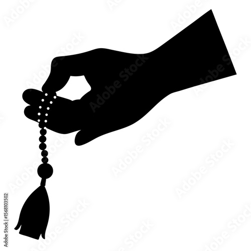 Praying human hands holding Rosary (Tasbih).