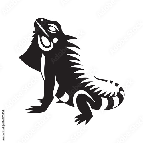 Iguana Lizard Silhouette Vector Icon Illustration Isolated