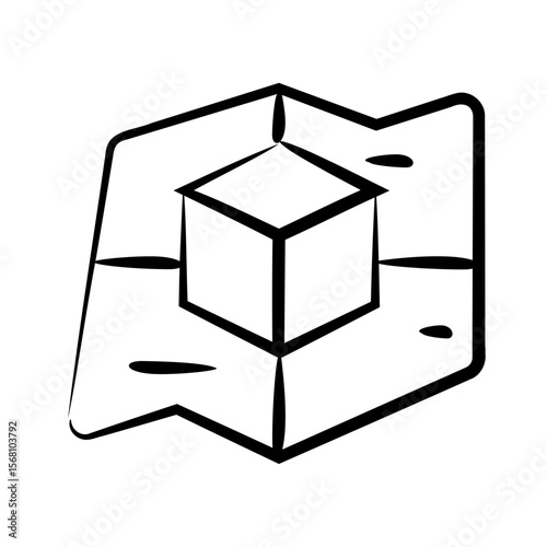 Digital map with a box as the destination