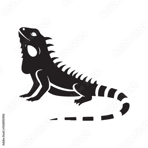 Iguana Lizard Silhouette Vector Icon Illustration Isolated