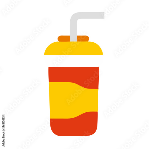 Colorful soda cup with straw in flat design style  