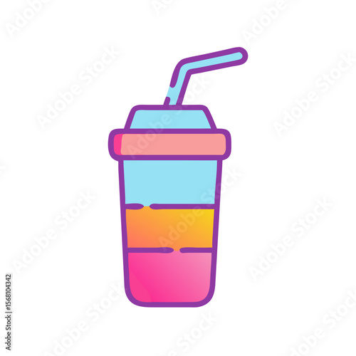Colorful drink with straw in disposable cup design  