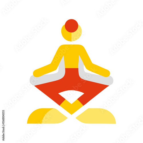 Abstract figure meditating in colorful minimalist style  