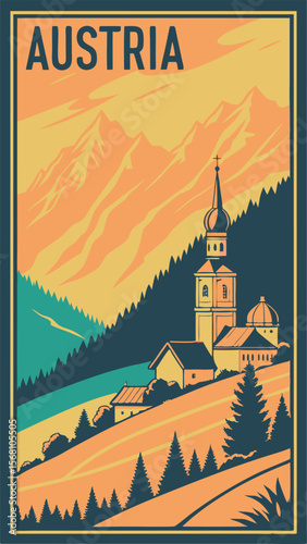 Austria in Silhouette - A Vintage Alpine Reverie
