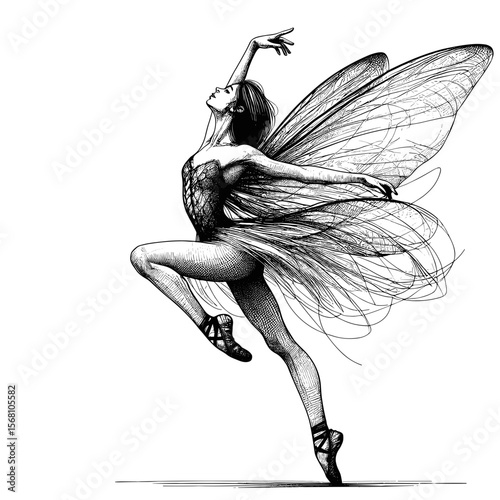 Fairy Dancer Posing Mid-Flight Against transparent Background