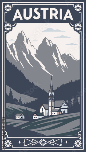 Austria in Silhouette - A Vintage Alpine Reverie
