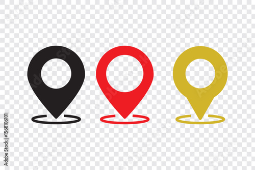 Location marker, map pin icon set. Flat icon set of location and map pins. Map pin place marker. Location pointer icon symbol in flat style. Position symbol. Point illustration sign collection 