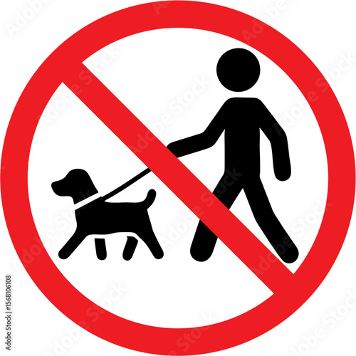 no dogs allowed, No walking with dogs, prohibition sign, for sticker or poster banned sign, Clear signage to ensure a pet-free area.