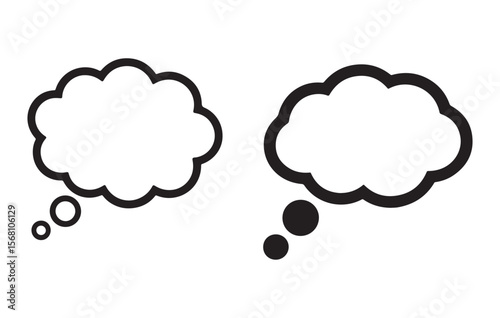 Black thought bubbles with circles on white background speech bubble comic