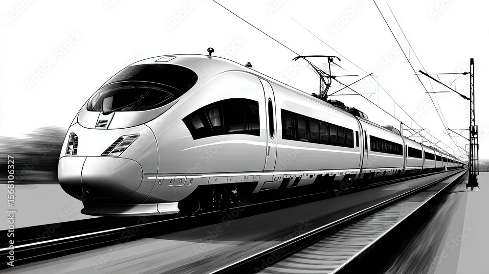 Fototapeta premium Fast modern high speed rail illustration