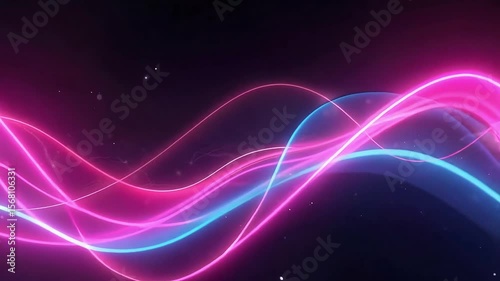 Glowing Purple and Pink Wave Animation – Abstract Curved Lines of Energy Flowing in a Futuristic Sci-Fi Light Tunnel Design