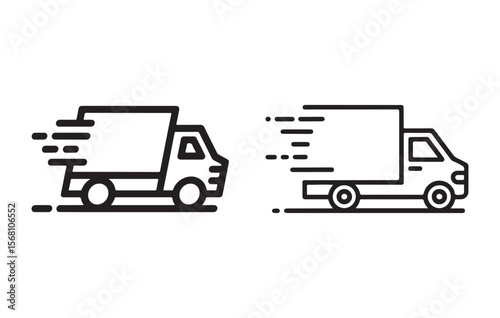 Fast delivery trucks in motion transport speed