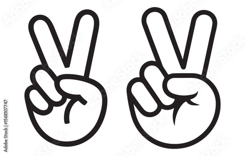 Two hands showing peace sign hand gesture victory sign