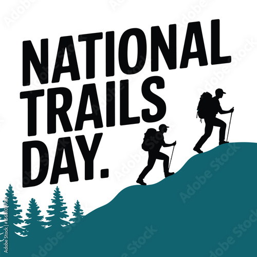 National trails day hikers ascend a hill