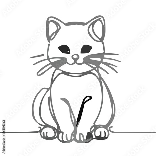 Cute cartoon cat illustration sitting with a playful expression  