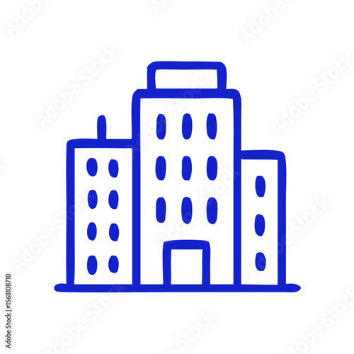 Handdrawn Minimalist Cityscape Building Outline Icon Shape Illustration