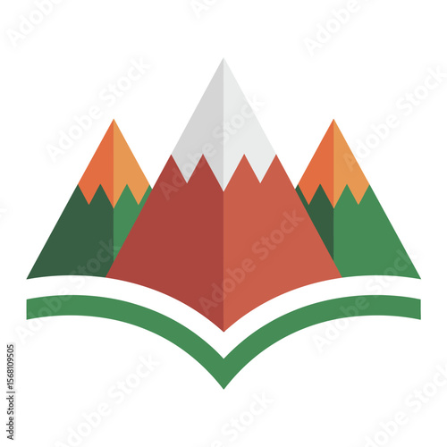 Stylized mountain range with snow capped peak