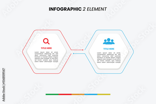 Modern 2-Element Business Infographic Template with Editable Hexagons, Ideal for Presentations, Reports, and Data Visualization