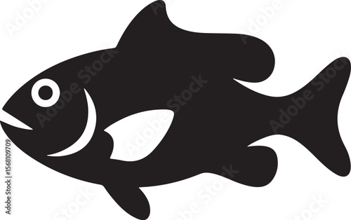 Stylized Line Art of a Barracuda with Distinct Fins and Sharp Teeth