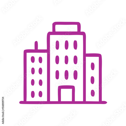 Handdrawn Minimalist Cityscape Building Outline Icon Shape Illustration