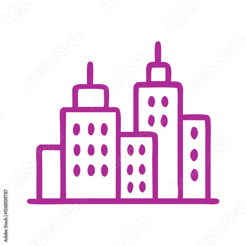 Simple Outline Building Skyscraper Cityscape Tower Block Architecture Icon
