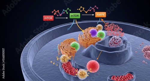 Cellular biological pathways depicting mtor signaling and its influence on amp activated protein kinase