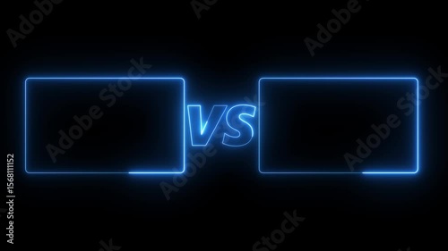 VS versus bars neon animated versus vs bars neon red color with black background ,Animation of glowing neon versus text .