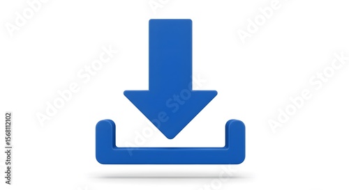 A three-dimensional blue download arrow icon, isolated on a white background.