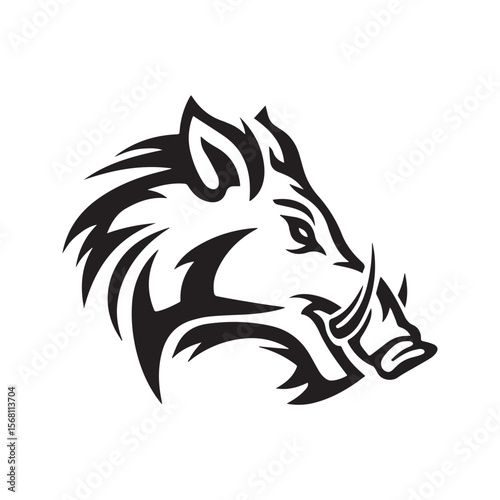 Wild Boar Head Silhouette Vector Illustration Isolated