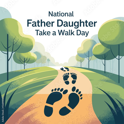 National Father-Daughter Take a Walk Day Footprints Forest Path Art