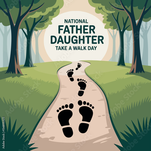 National Father-Daughter Take a Walk Day Footprints Forest Path Art