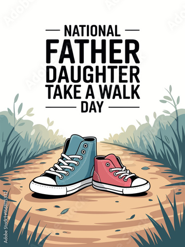 National Father-Daughter Take a Walk Day Bonding Shoe Illustration