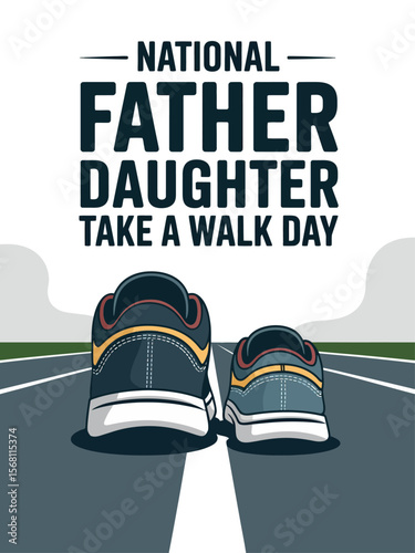 National Father-Daughter Take a Walk Day Bonding Shoe Illustration