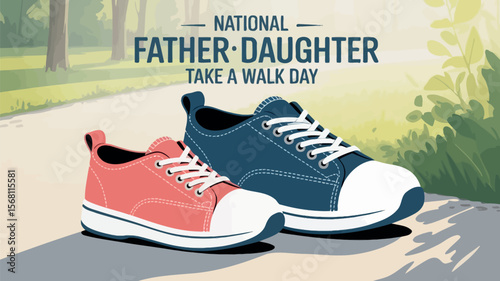 National Father-Daughter Take a Walk Day Bonding Shoe Illustration