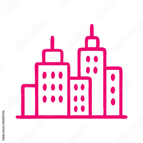 Simple Outline Building Skyscraper Cityscape Tower Block Architecture Icon