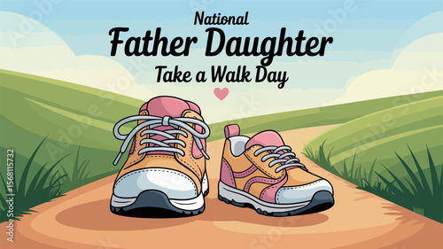 National Father-Daughter Take a Walk Day Bonding Shoe Illustration