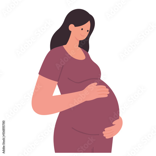 Pregnant Woman Illustration, Flat Style, Vector Design