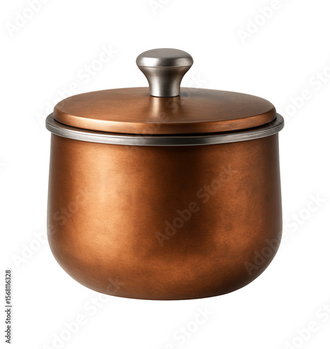 A compact metal sugar bowl with a copper finish, designed for industrial-style home interiors.