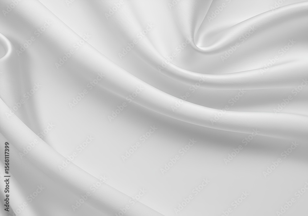Fototapeta premium Elegant Draped White Satin Fabric Texture Smooth, Luxurious Background