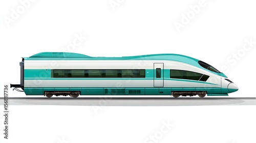 Modern teal and white highspeed train
