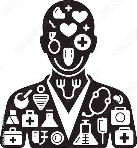 Hospital and medical health care First Aid Kit icon silhouette vector illustration
