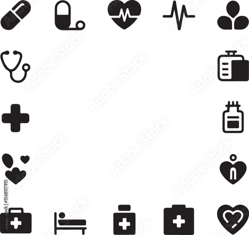 Hospital and medical health care First Aid Kit icon silhouette vector illustration