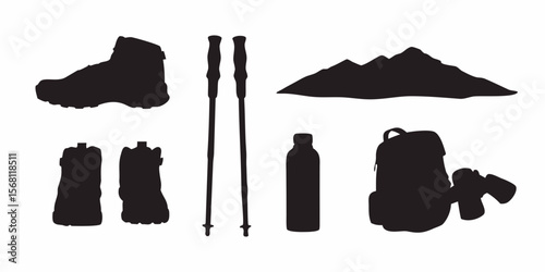 Hiking gear checklist silhouette for outdoor adventure and trekking essentials packing list planning trip