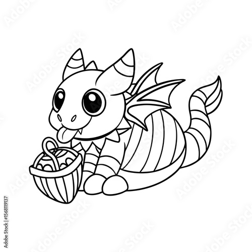 Dragon Hiding Candy Stash Coloring Page